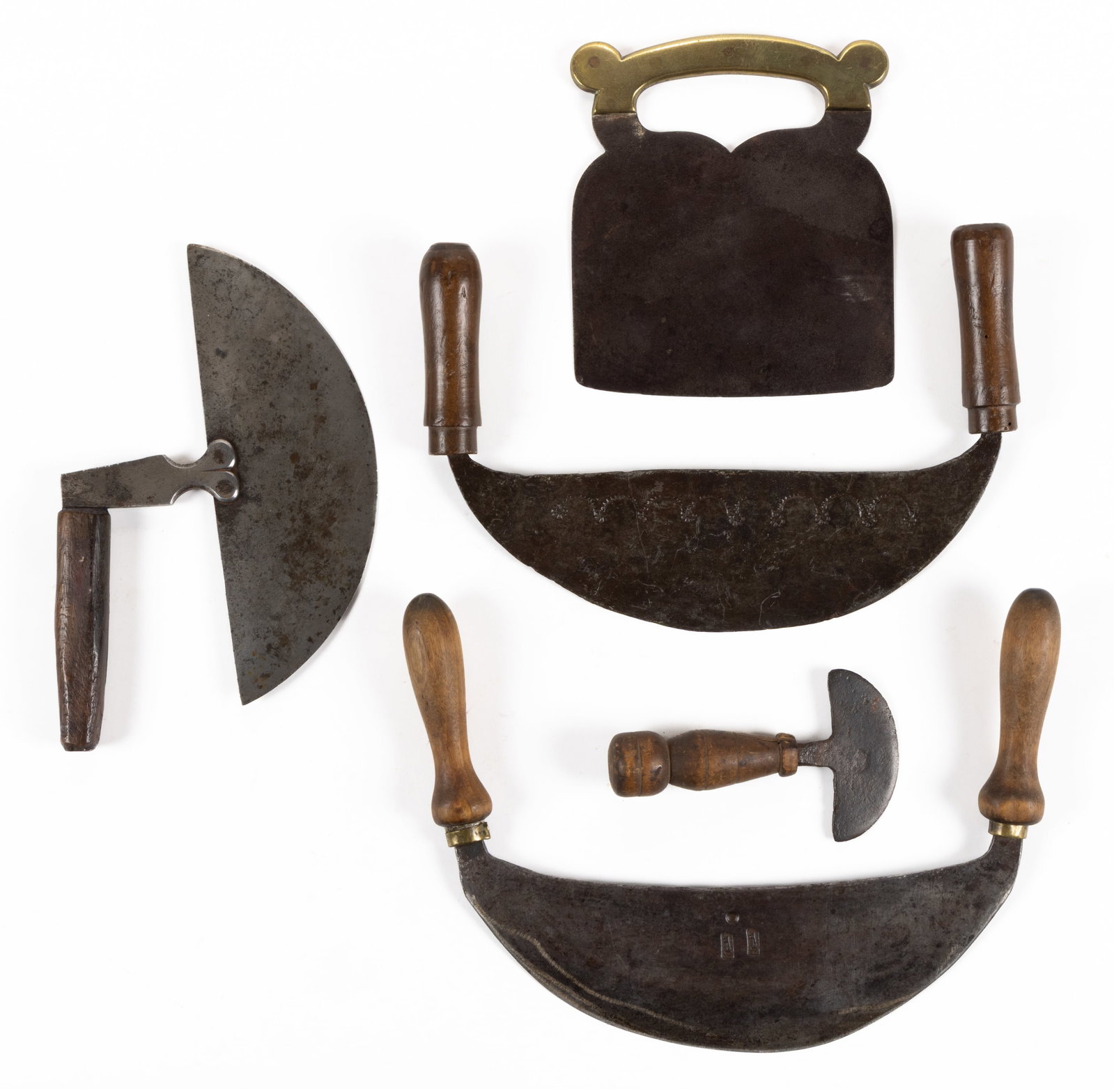 ASSORTED STEEL / SHEET-IRON / WROUGHT-IRON FOOD CHOPPERS, LOT OF FIVE (1 of 1)