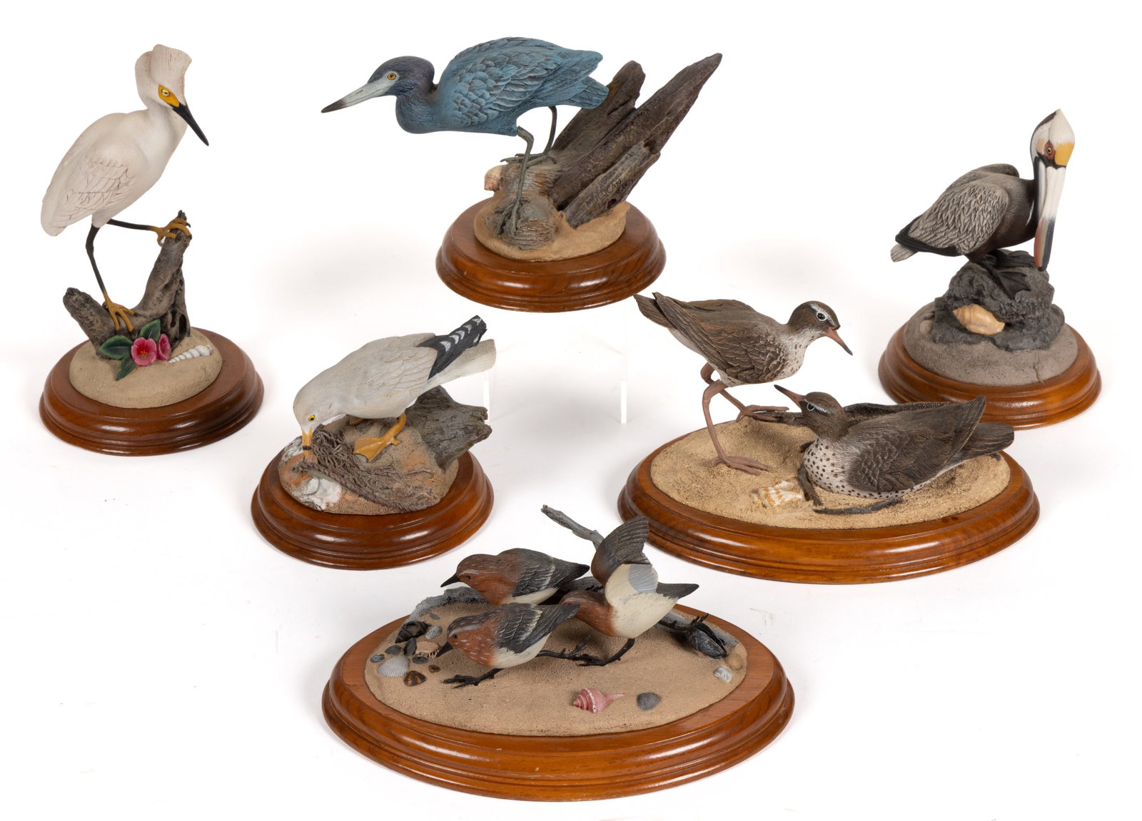 ASSORTED JOHN MULLICAN CARVED SHORE BIRDS OF NORTH AMERICA, LOT OF SIX (1 of 1)