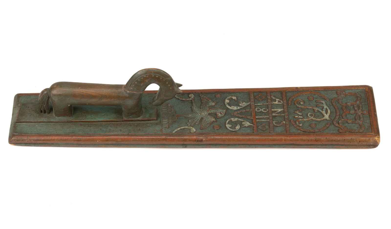NORTHERN EUROPEAN CARVED AND PAINT-DECORATED MANGLE BOARD (1 of 4)