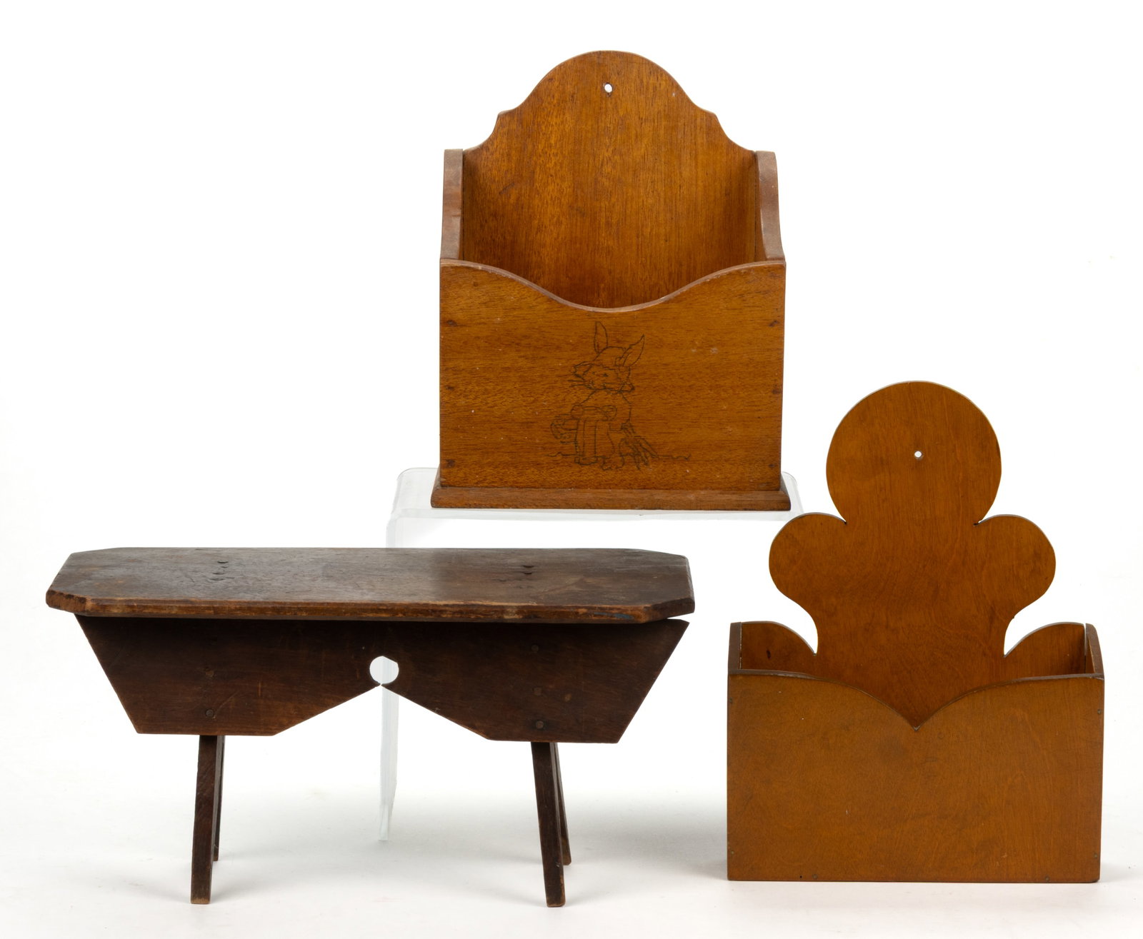 ASSORTED WOODEN CUT-OUT DOMESTIC ARTICLES, LOT OF THREE (1 of 3)