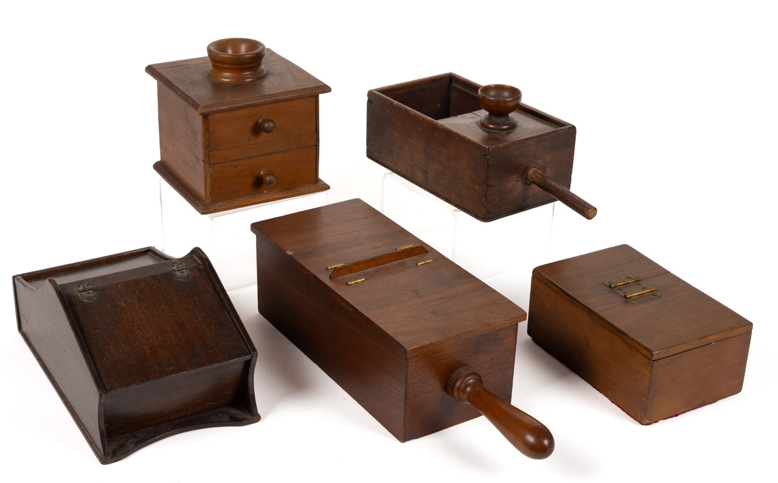 AMERICAN COUNTRY WOODEN BALLOT BOXES, LOT OF FIVE (1 of 2)
