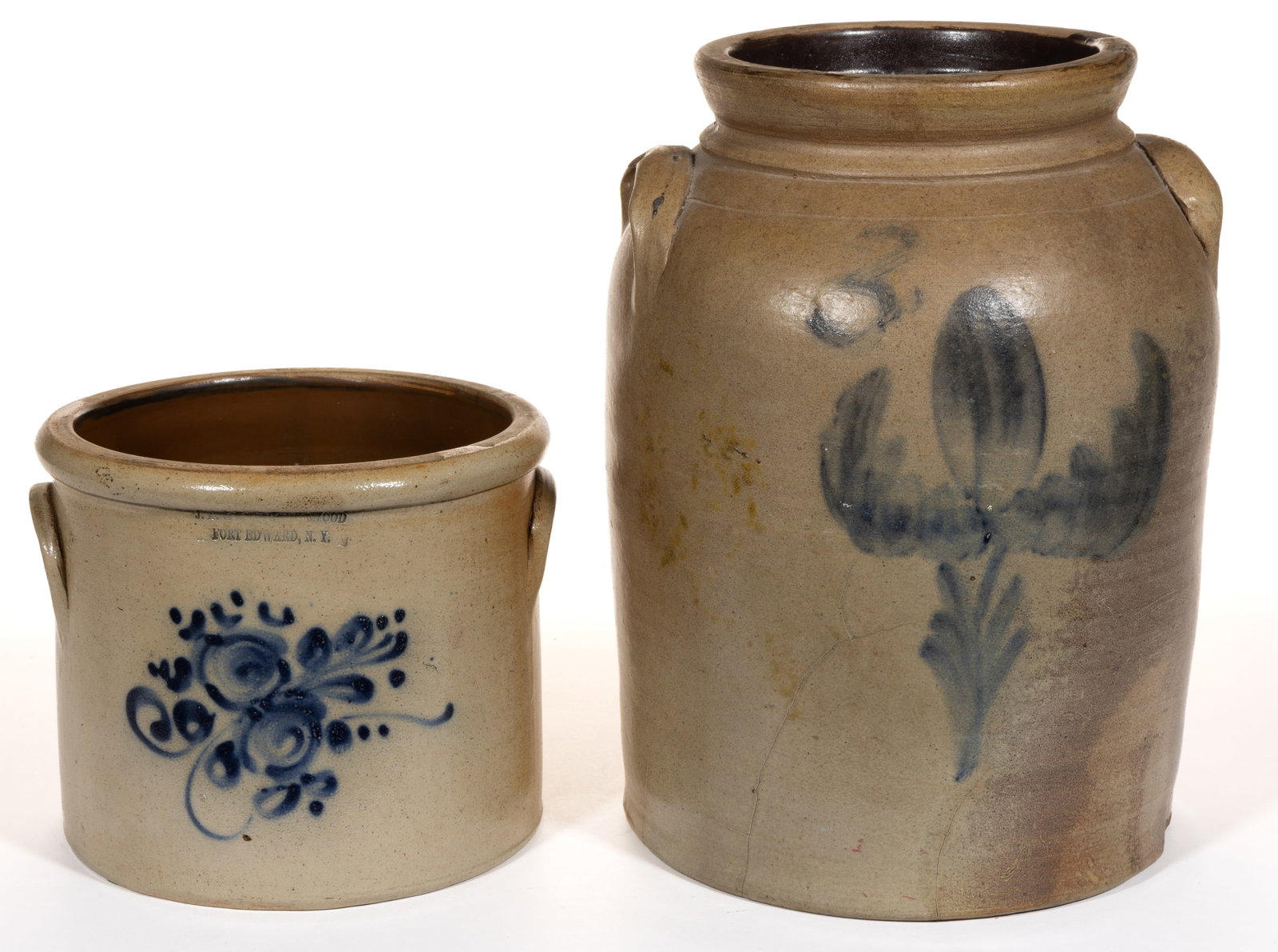 NEW YORK AND OTHER NORTHEASTERN DECORATED STONEWARE JARS, LOT OF TWO (1 of 5)