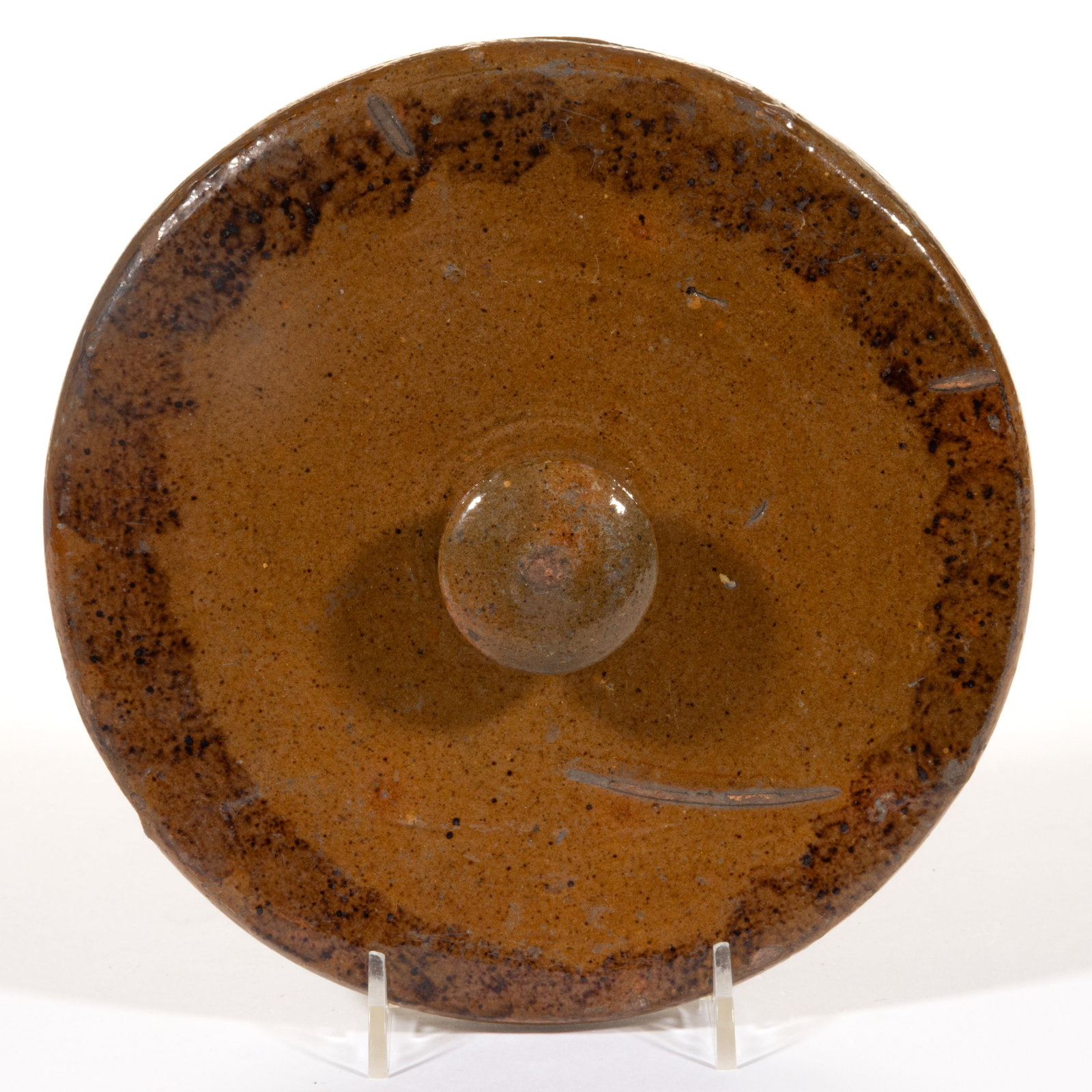 JOHN BELL ATTRIBUTED, WAYNESBORO, PENNSYLVANIA DECORATED EARTHENWARE / REDWARE COVER (1 of 3)