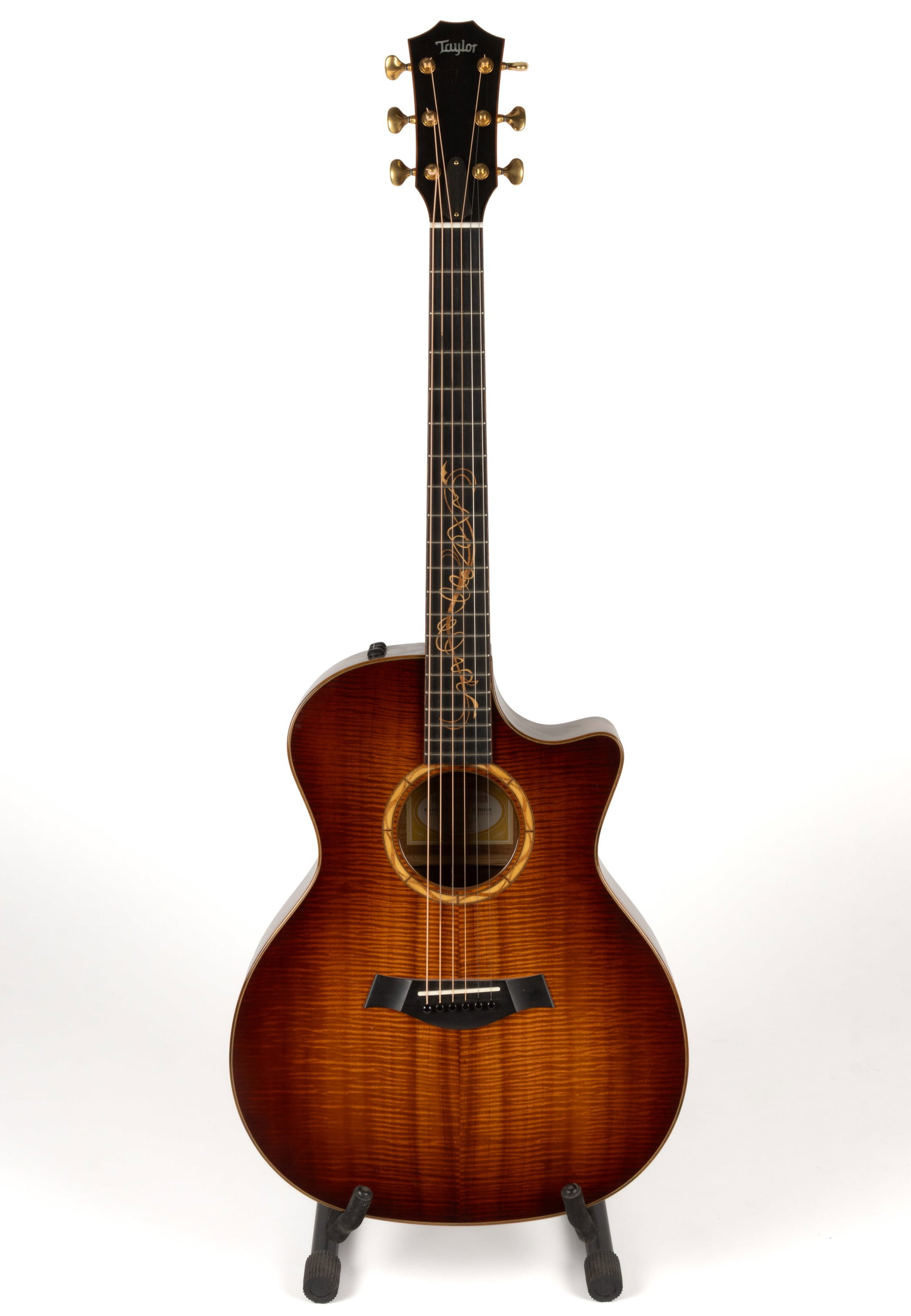 2011 TAYLOR GRAND AUDITORIUM FALL LIMITED EDITION KOA WOOD ACOUSTIC GUITAR WITH ORIGINAL CASE: 2011 TAYLOR GRAND AUDITORIUM FALL LIMITED EDITION KOA WOOD ACOUSTIC GUITAR WITH ORIGINAL CASE, serial number 1110261133, six string, Hawaiian Koa wood front, sides, and back, wooden inlaid rosett