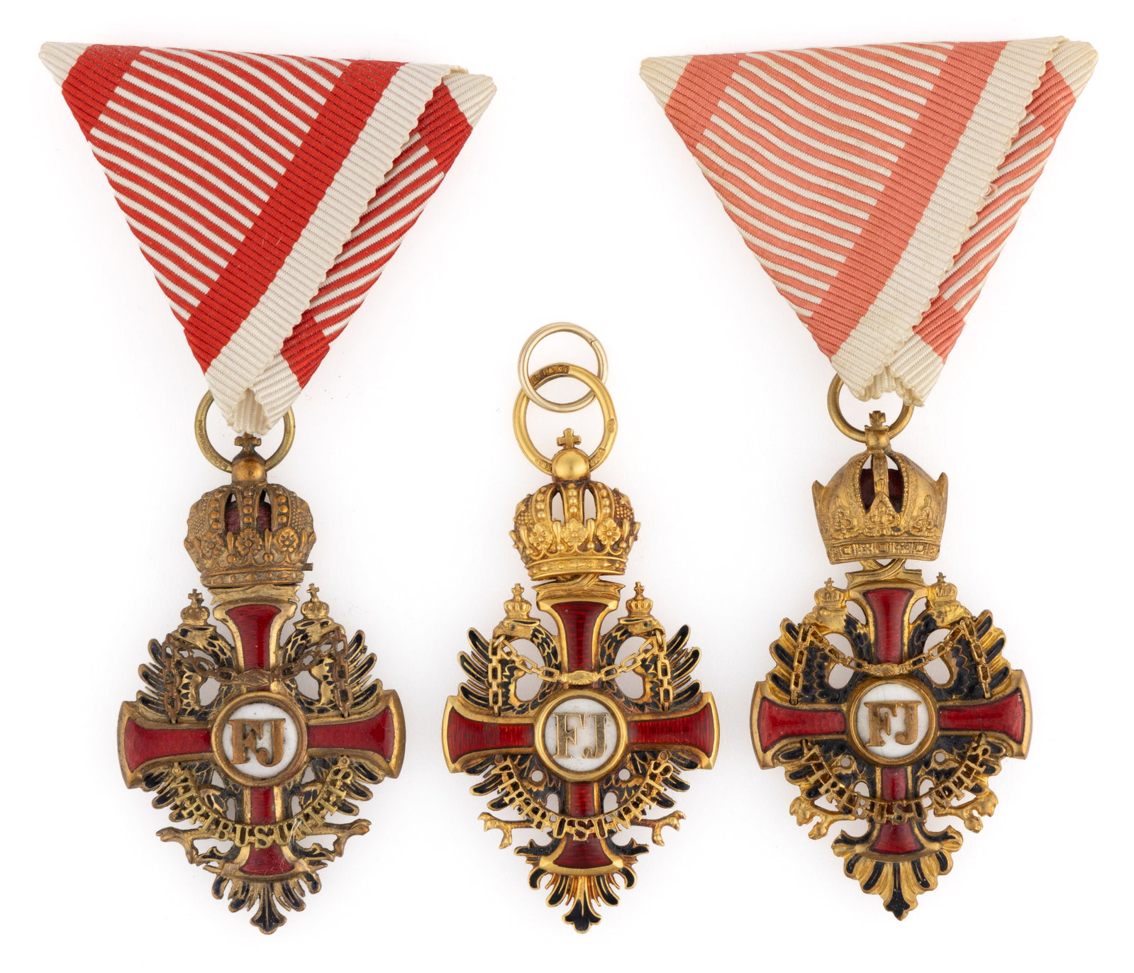 AUSTRIA "ORDER OF FRANZ JOSEPH KNIGHT'S CROSS" MEDALS, LOT OF THREE (1 of 4)