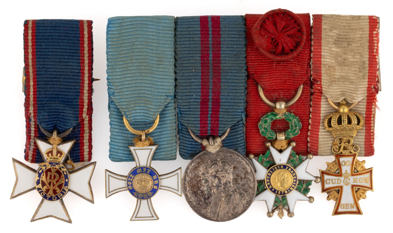 EUROPEAN MINIATURE MEDALS / BADGES, LOT OF FIVE (1 of 2)