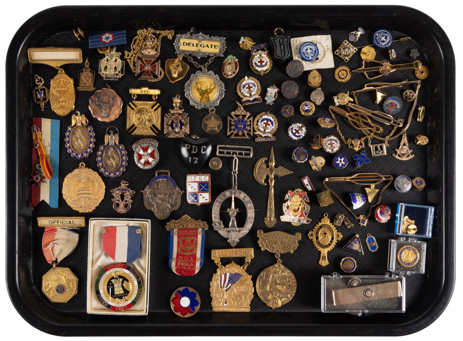 ASSORTED LODGE / FRATERNAL / SOCIETY PINS AND RELATED ARTICLES, LARGE UNCOUNTED LOT (1 of 1)