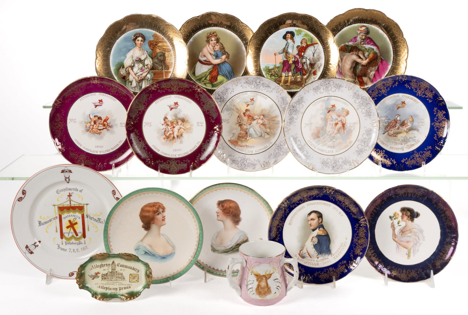 PITTSBURGH, PENNSYLVANIA AND VICINITY MASONIC / FRATERNAL ORDER CERAMIC ARTICLES, LOT OF 16 (1 of 1)