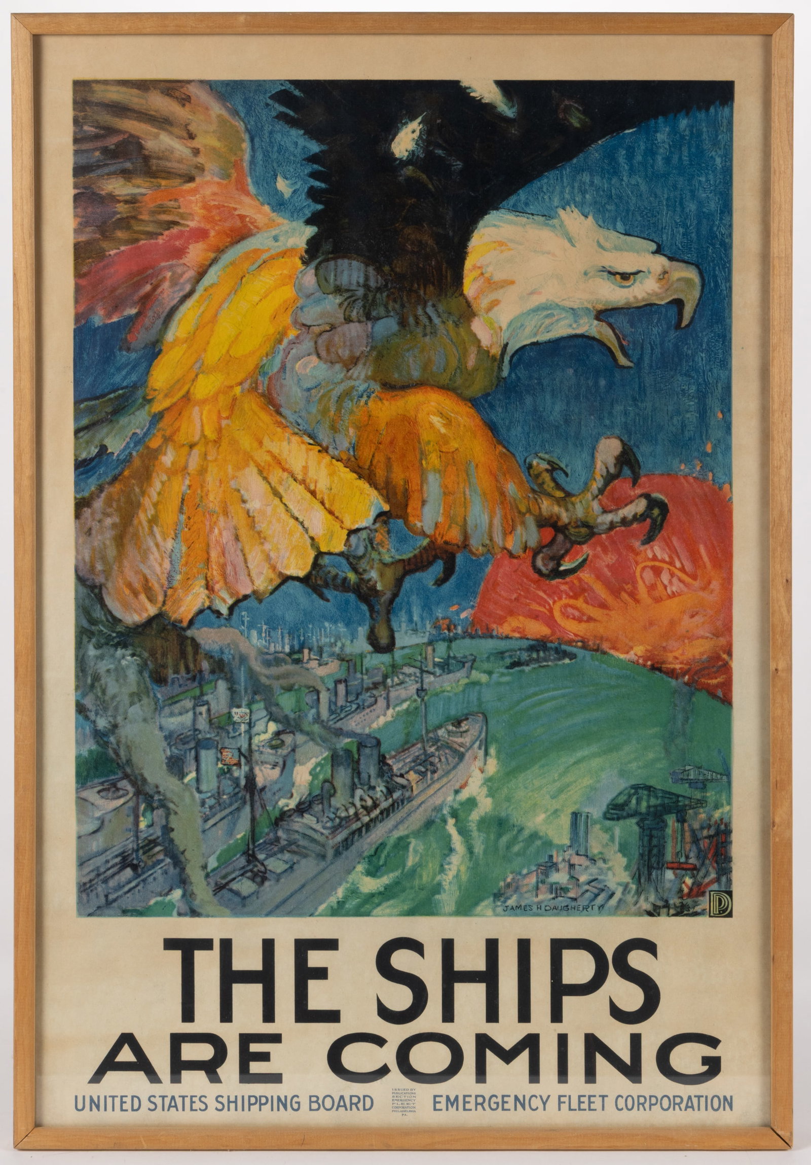 JAMES HENRY DAUGHERTY (AMERICAN, 1889-1974) WORLD WAR I / WWI SHIP POSTER (1 of 2)