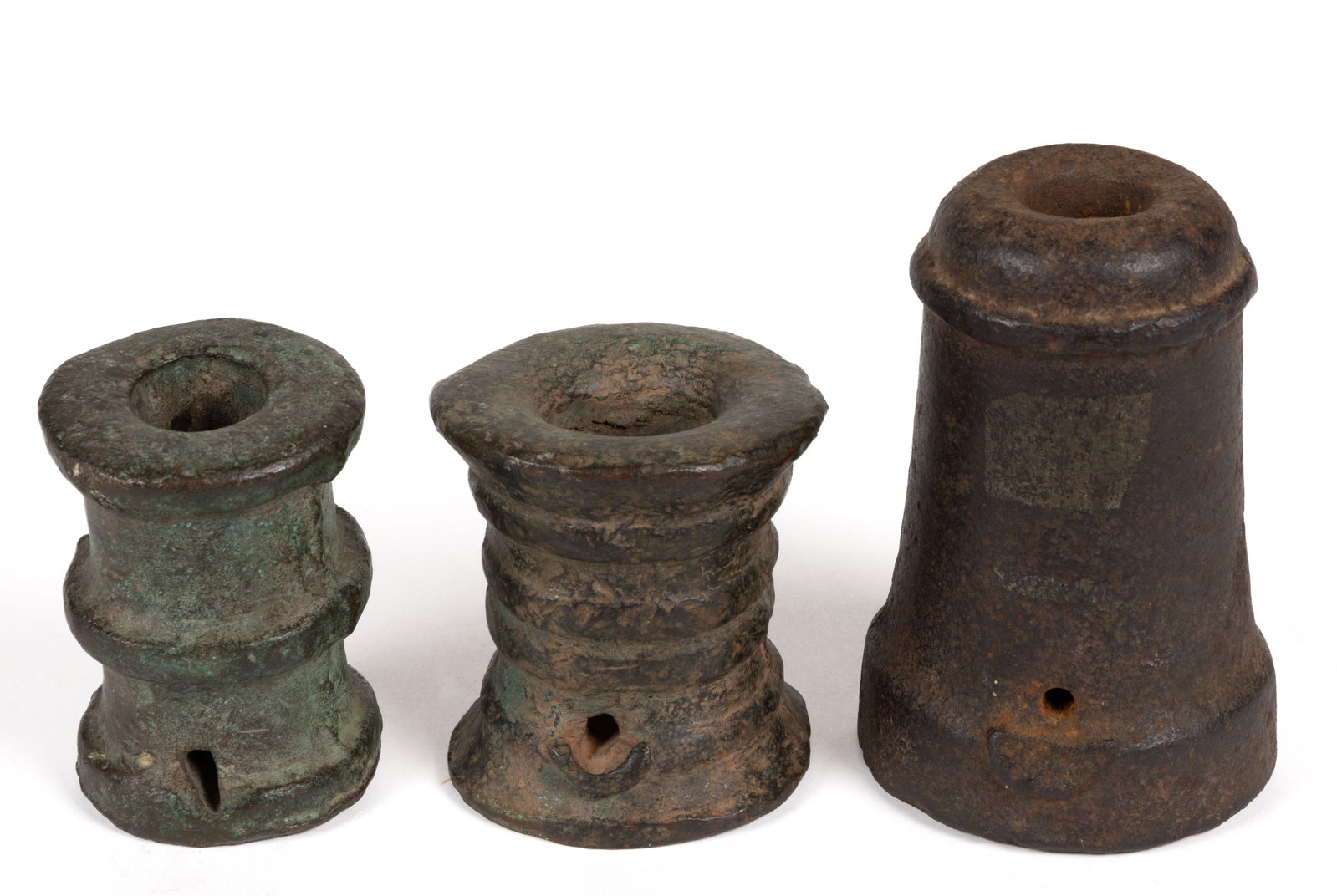 ASSORTED BRONZE AND IRON SHIP THUNDER MUG / SIGNAL CANNONS, LOT OF THREE (1 of 1)