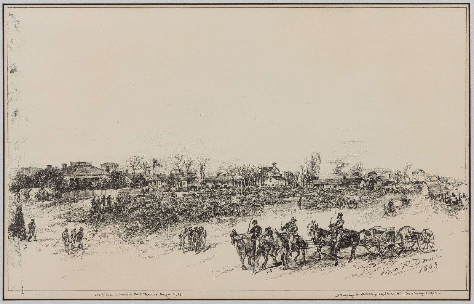 THEODORE R. DAVIS GENERAL THOMAS HEADQUARTERS / CAPTURE AT MISSIONARY RIDGE CIVIL WAR SKETCH PRINT (1 of 3)