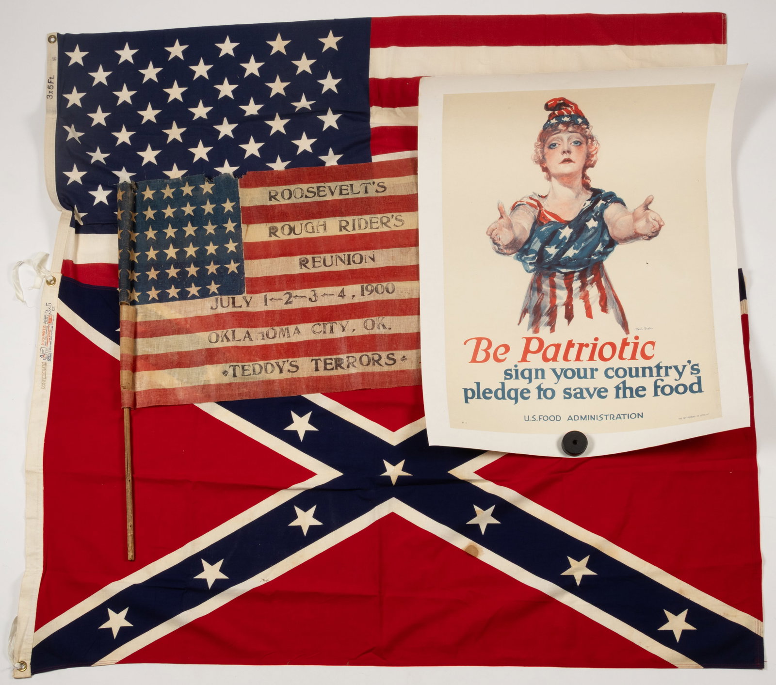 AMERICAN FLAGS AND RELATED ARTICLES, LOT OF FOUR (1 of 8)