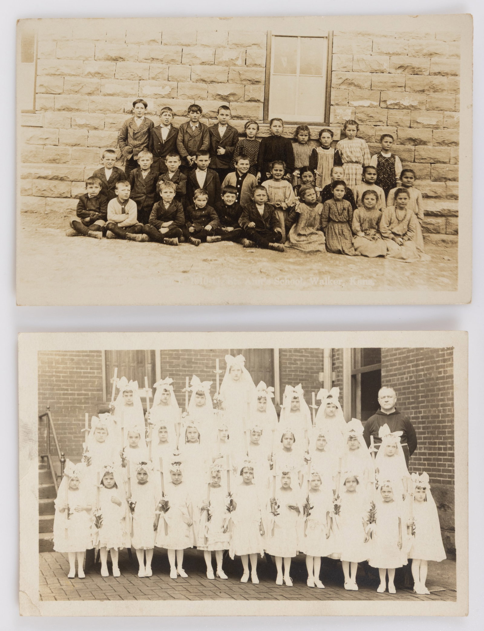 RARE VOLGA GERMAN, WALKER, KANSAS SCHOOL REAL-PHOTO POST CARD/ POSTCARD (1 of 2)