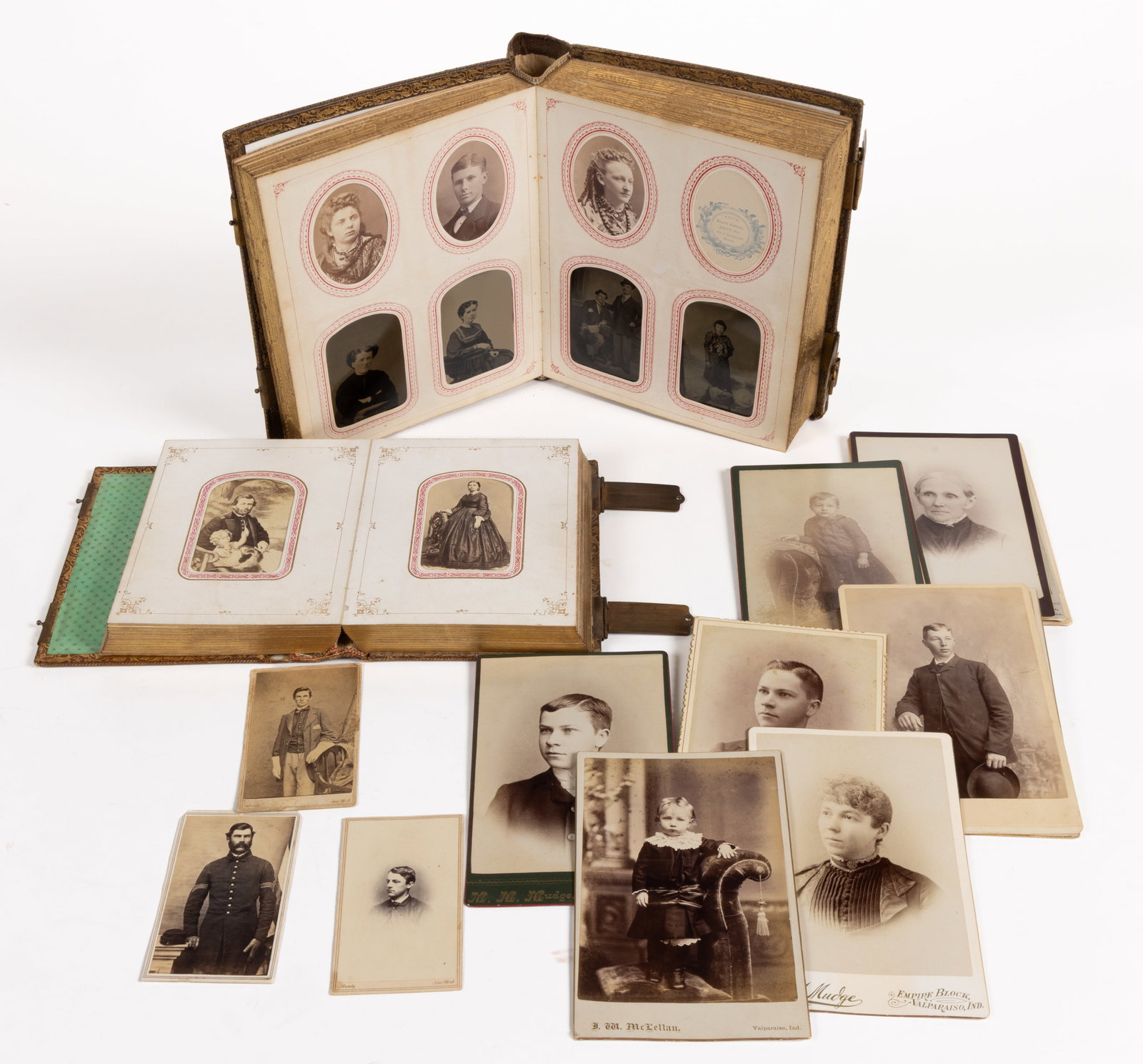 ANTIQUE PHOTOGRAPH ALBUMS (TWO) AND LOOSE PHOTOGRAPHS (1 of 3)