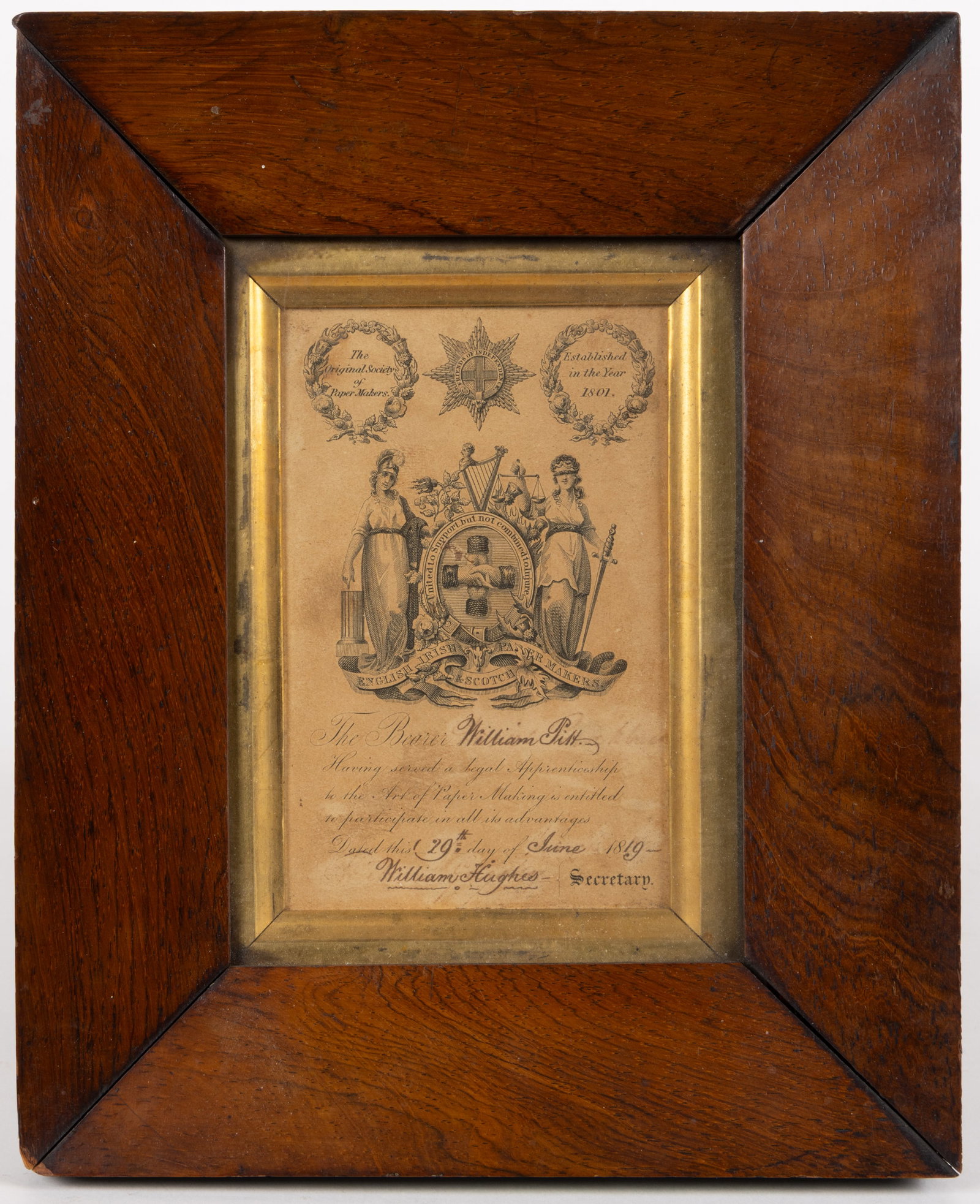 ORIGINAL SOCIETY OF PAPERMAKERS MEMBERSHIP CERTIFICATE / JOURNEYMAN'S CARD (1 of 3)