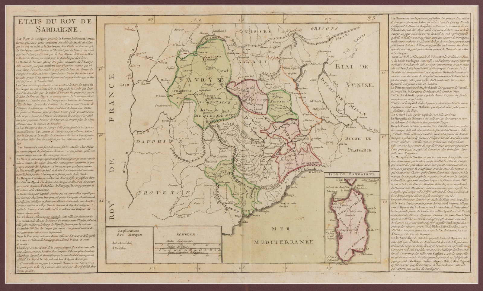 JEAN-BAPTISTE LOUIS CLOUET (FRENCH, 1729-1790) SARDINIA AND NORTHWESTERN ITALY MAP (1 of 3)