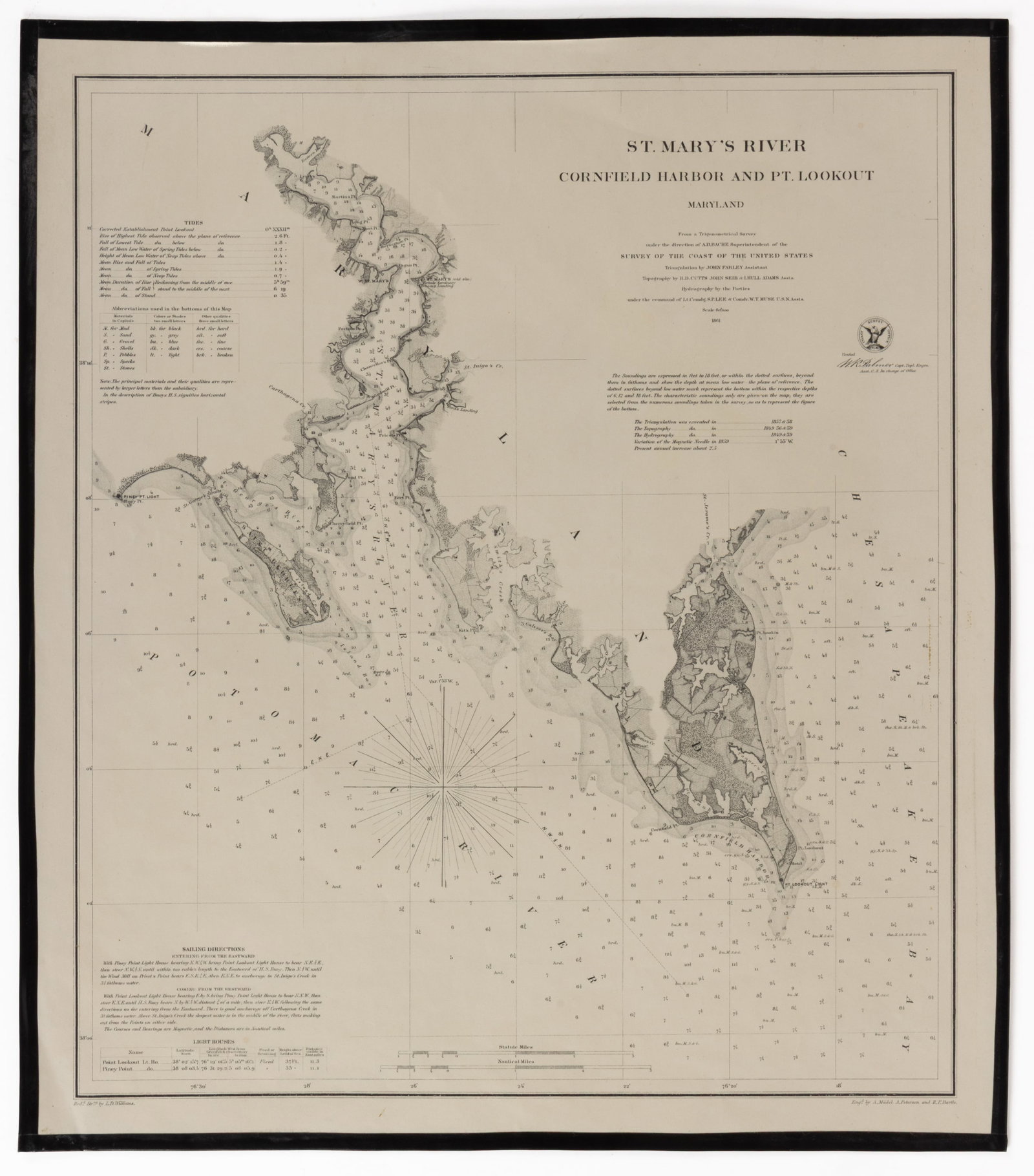 ALEXANDER DALLAS BACHE (AMERICAN, 1806-1867) CHESAPEAKE BAY / ST. MARY'S RIVER U.S. CHART / MAP (1 of 2)