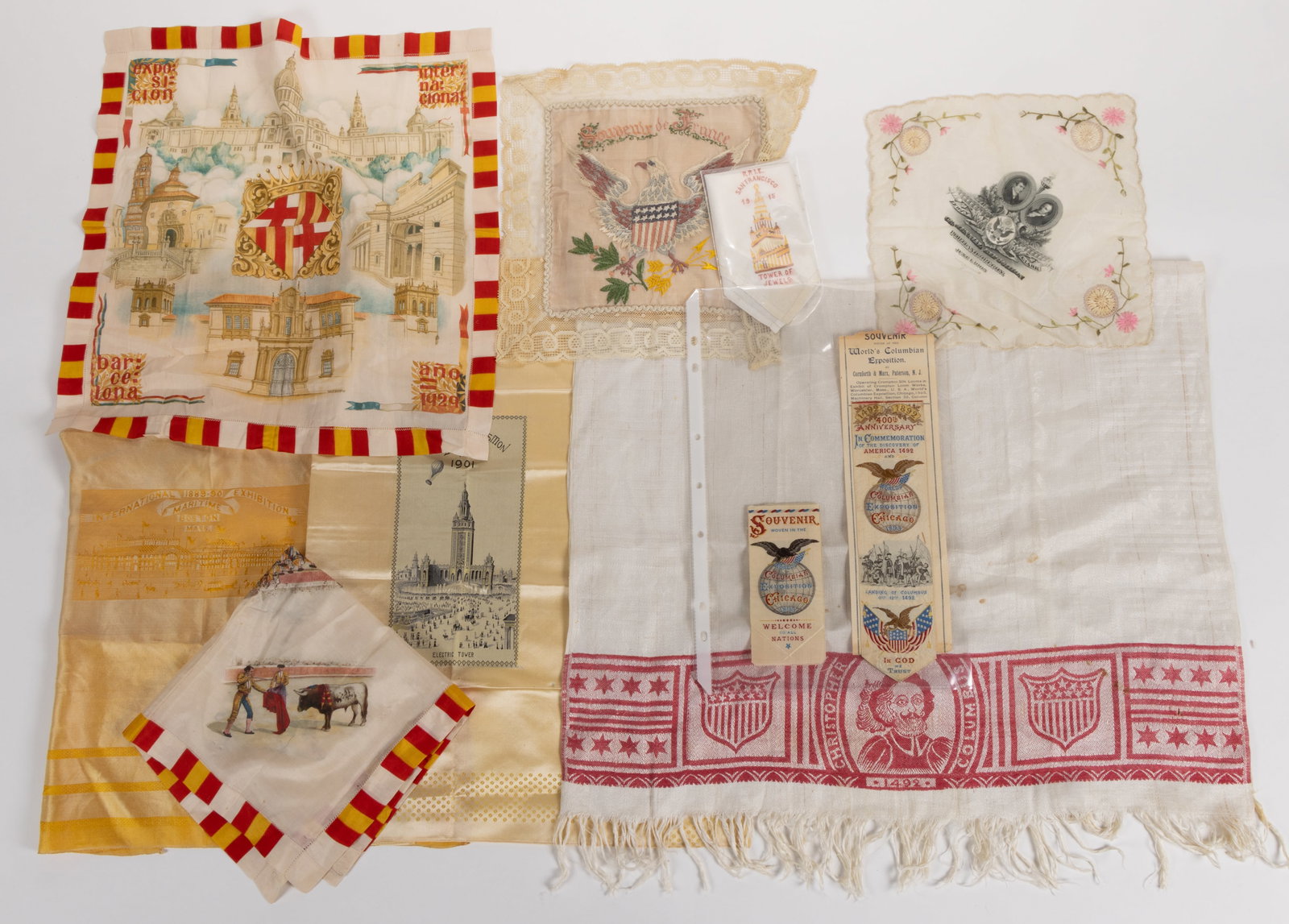 ASSORTED EXPOSITION / WORLD'S FAIR AND OTHER SOUVENIR TEXTILES, LOT OF NINE (1 of 4)