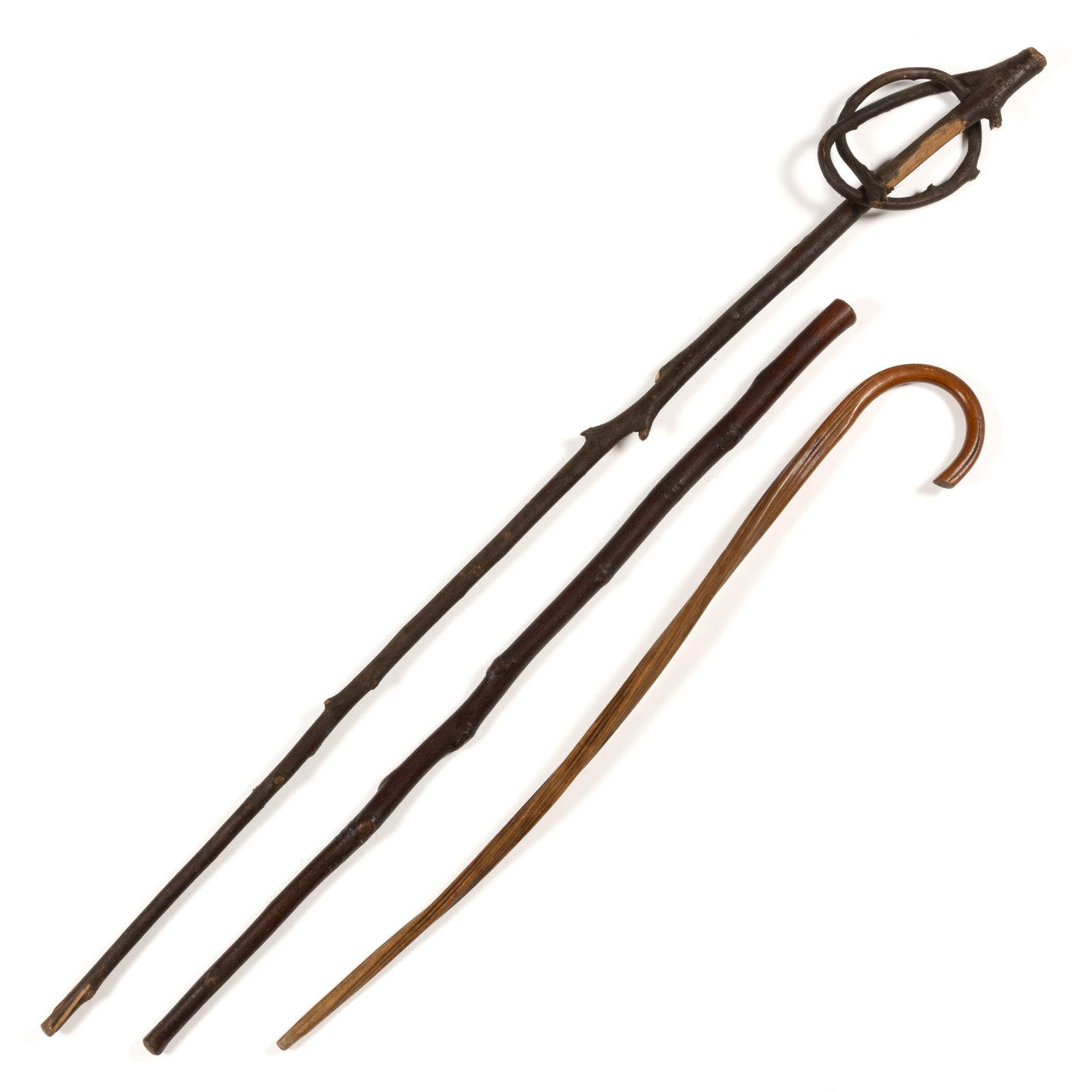 AMERICAN WOODEN CANES / WALKING STICKS, LOT OF THREE (1 of 4)