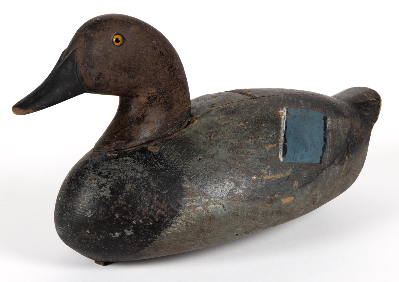 AMERICAN FOLK ART CARVED AND PAINTED BLUE-WINGED TEAL DRAKE DECOY (1 of 4)