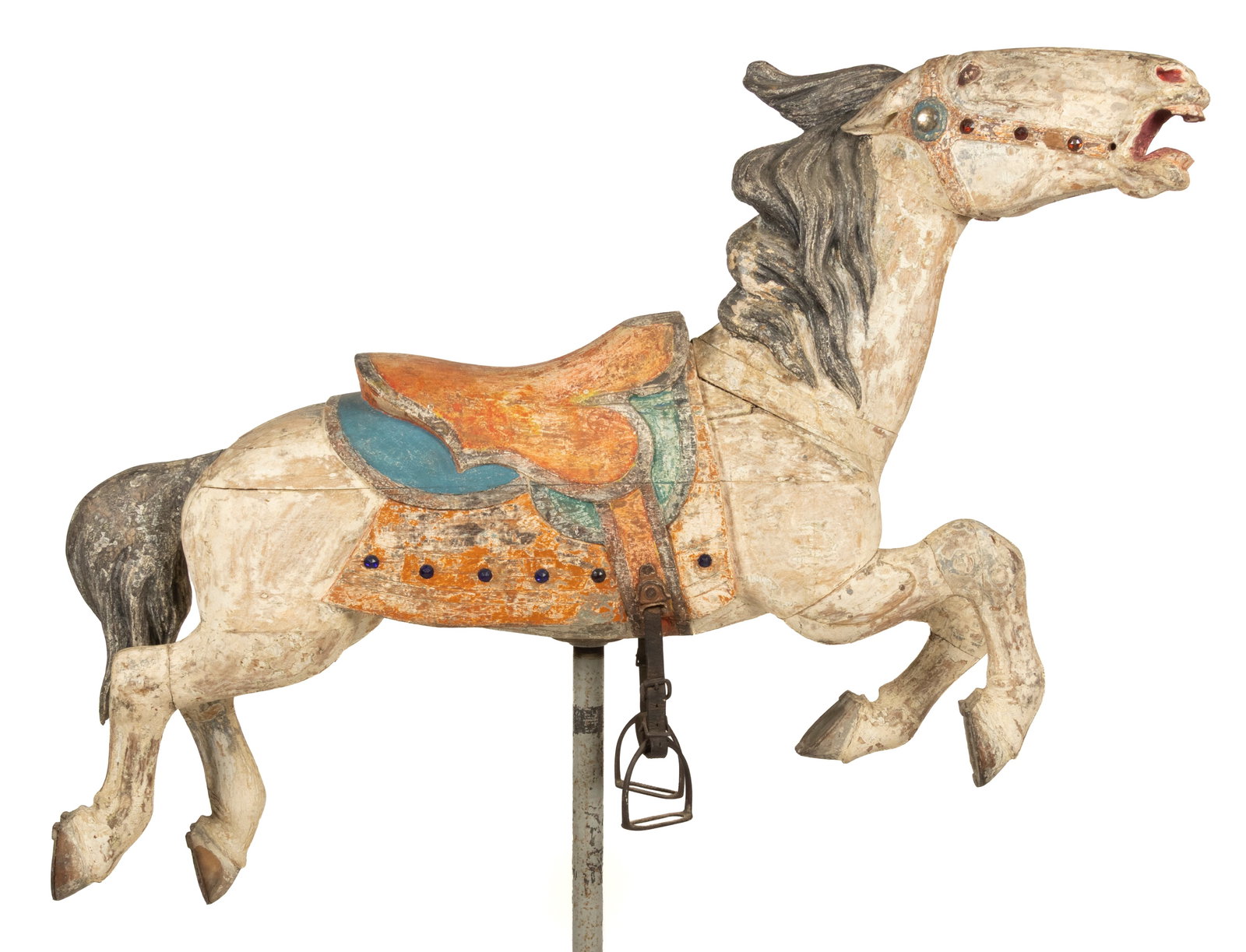 AMERICAN FOLK ART CARVED AND PAINTED CAROUSEL HORSE (1 of 9)
