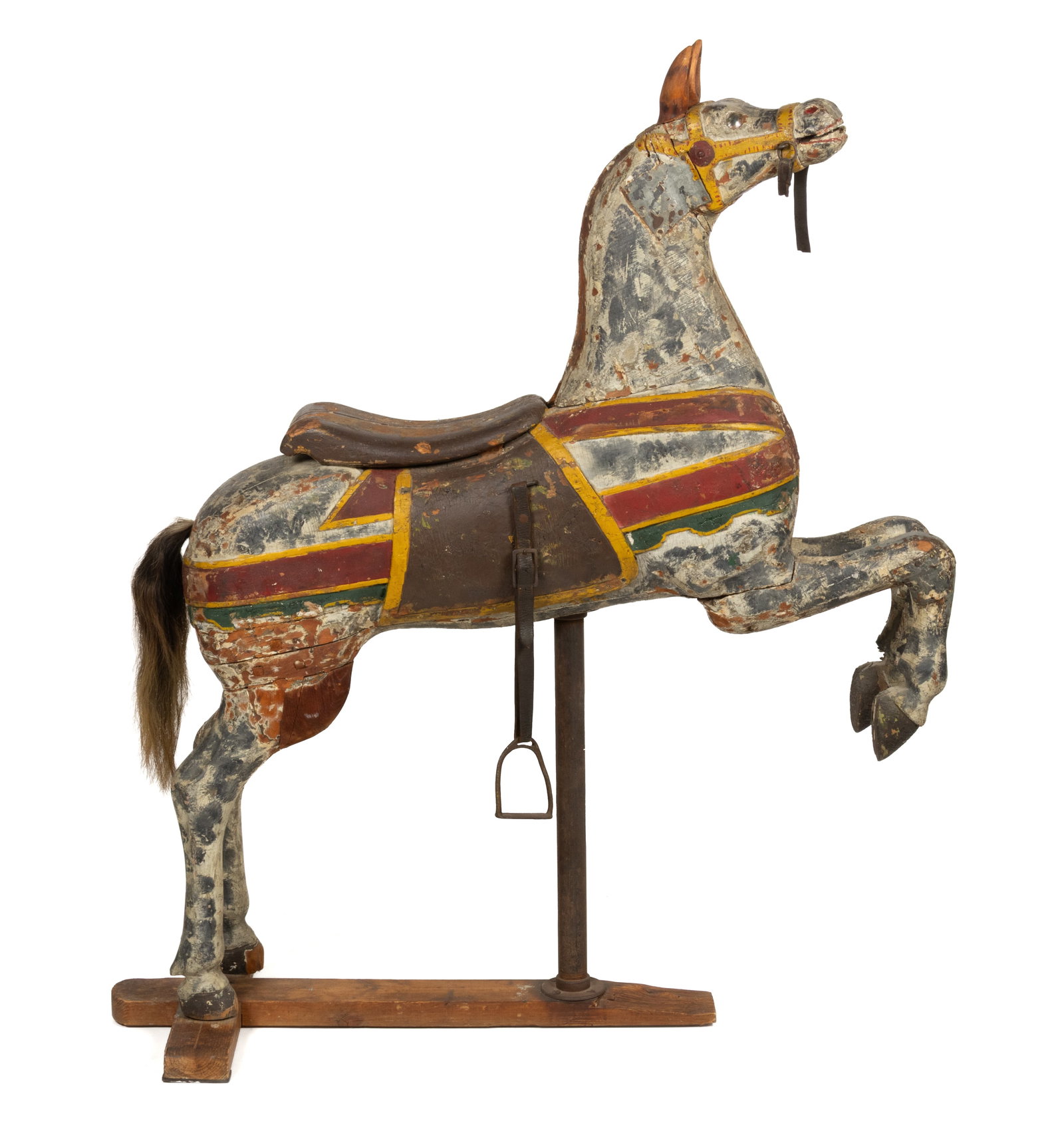 AMERICAN FOLK ART CARVED AND PAINTED WOODEN CAROUSEL HORSE (1 of 5)