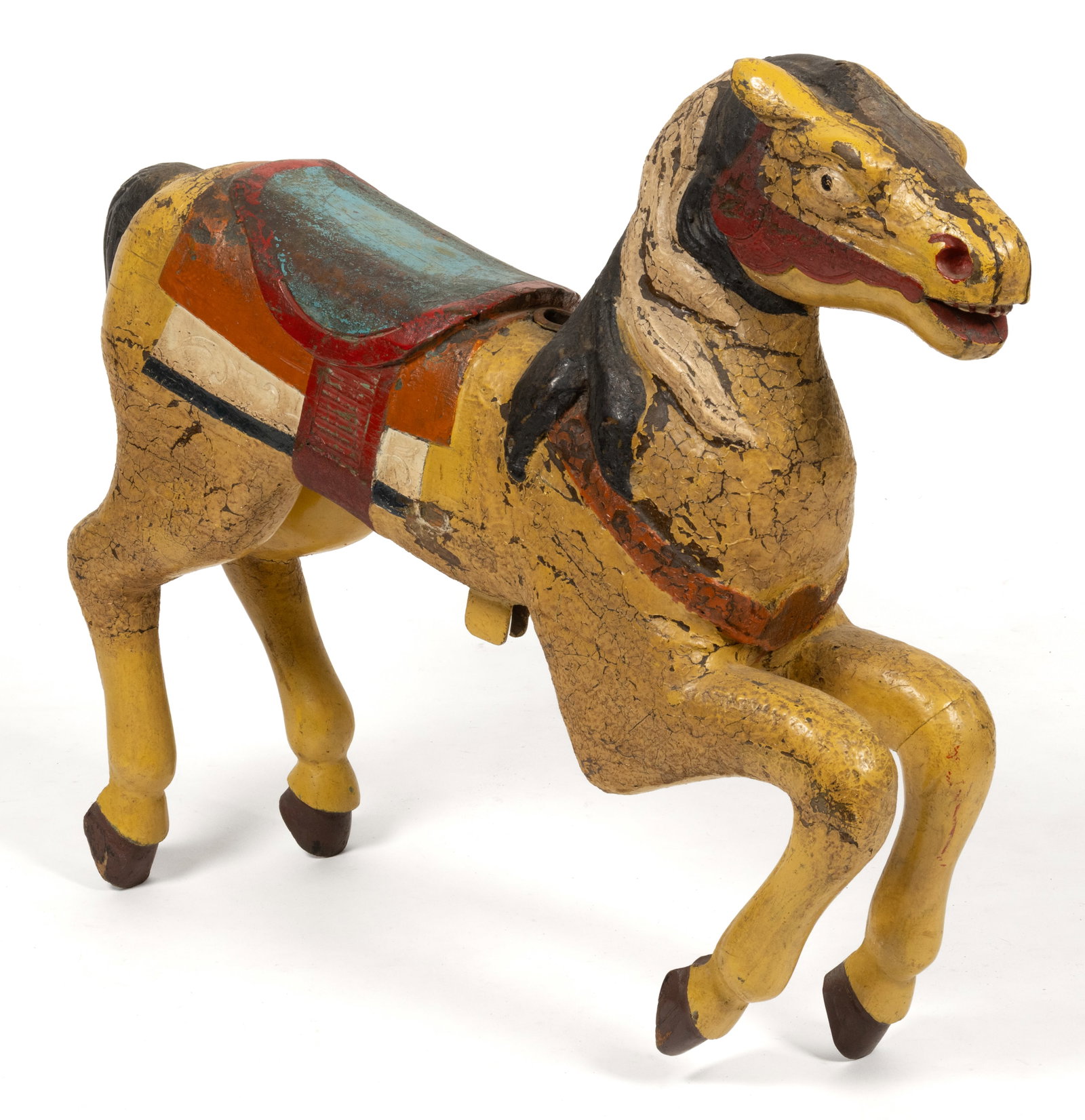AMERICAN FOLK ART CARVED AND PAINTED WOODEN CHILD'S CAROUSEL HORSE (1 of 8)