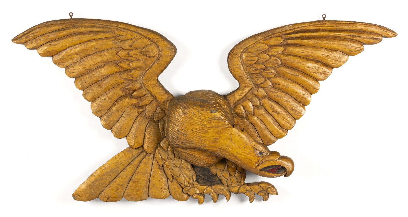 AMERICAN FOLK ART CARVED AND PAINTED PINE SPREAD-WING EAGLE (1 of 2)