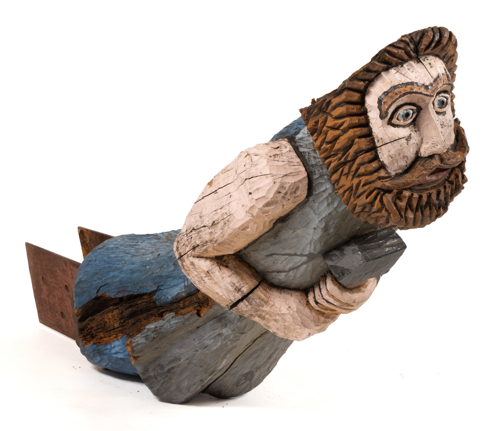 AMERICAN FOLK ART CARVED AND PAINTED PINE SHIP'S FIGUREHEAD (1 of 4)