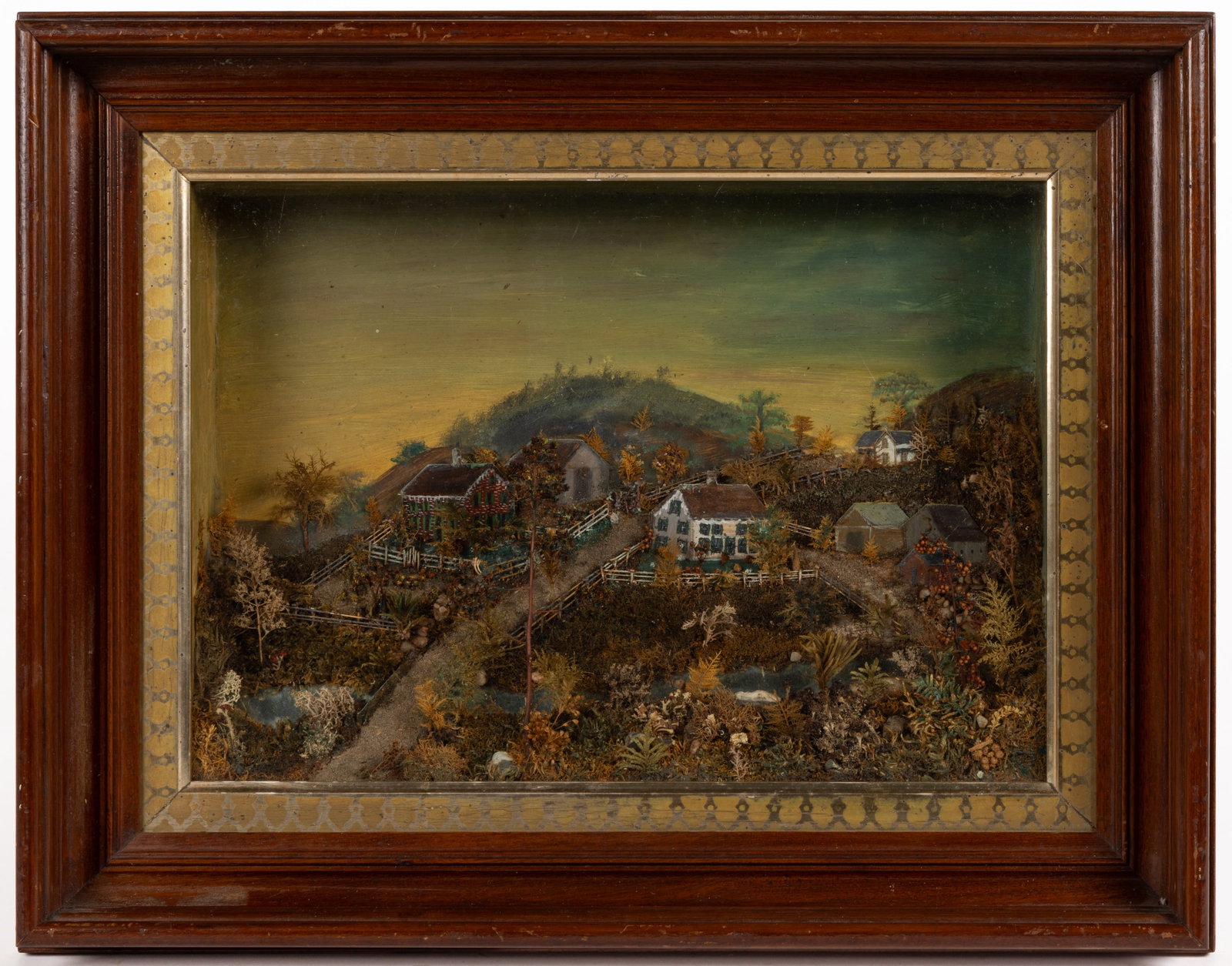 AMERICAN VICTORIAN FOLK ART LANDSCAPE DIORAMA (1 of 3)