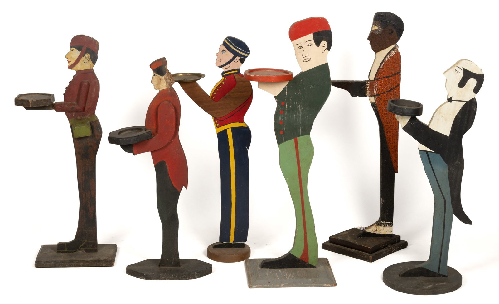 AMERICAN FOLK ART FIGURAL SMOKING STANDS, LOT OF SIX (1 of 3)