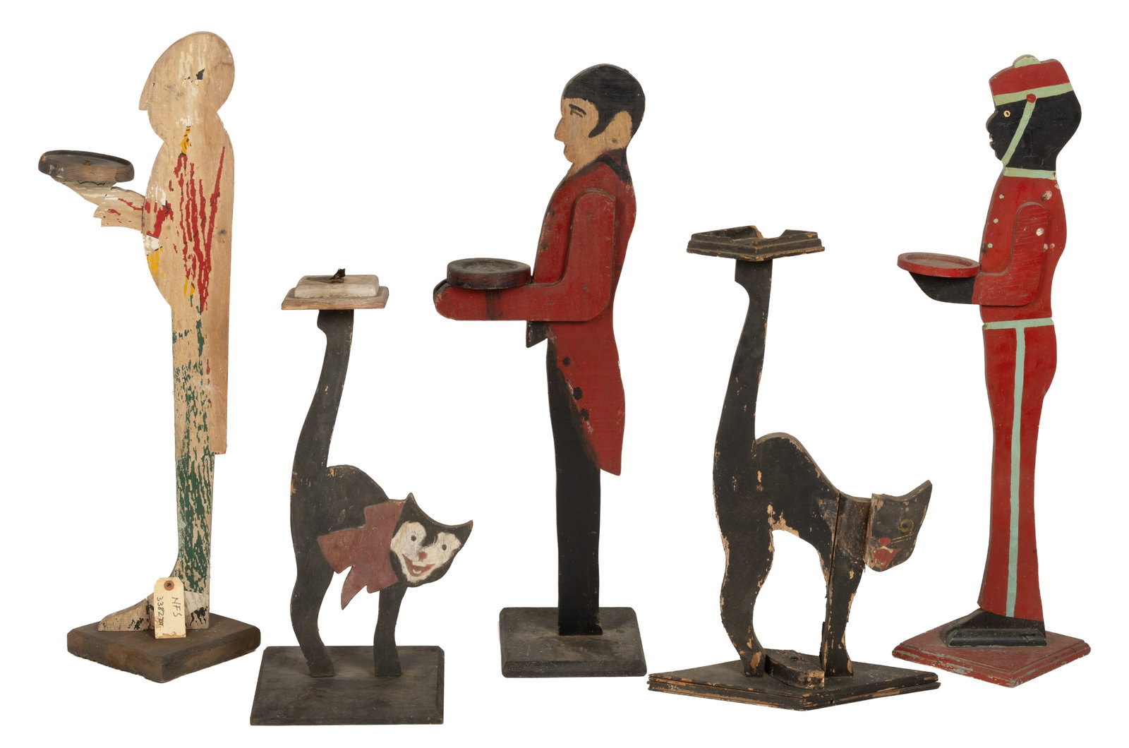 AMERICAN FOLK ART FIGURAL SMOKING STANDS, LOT OF FIVE (1 of 3)