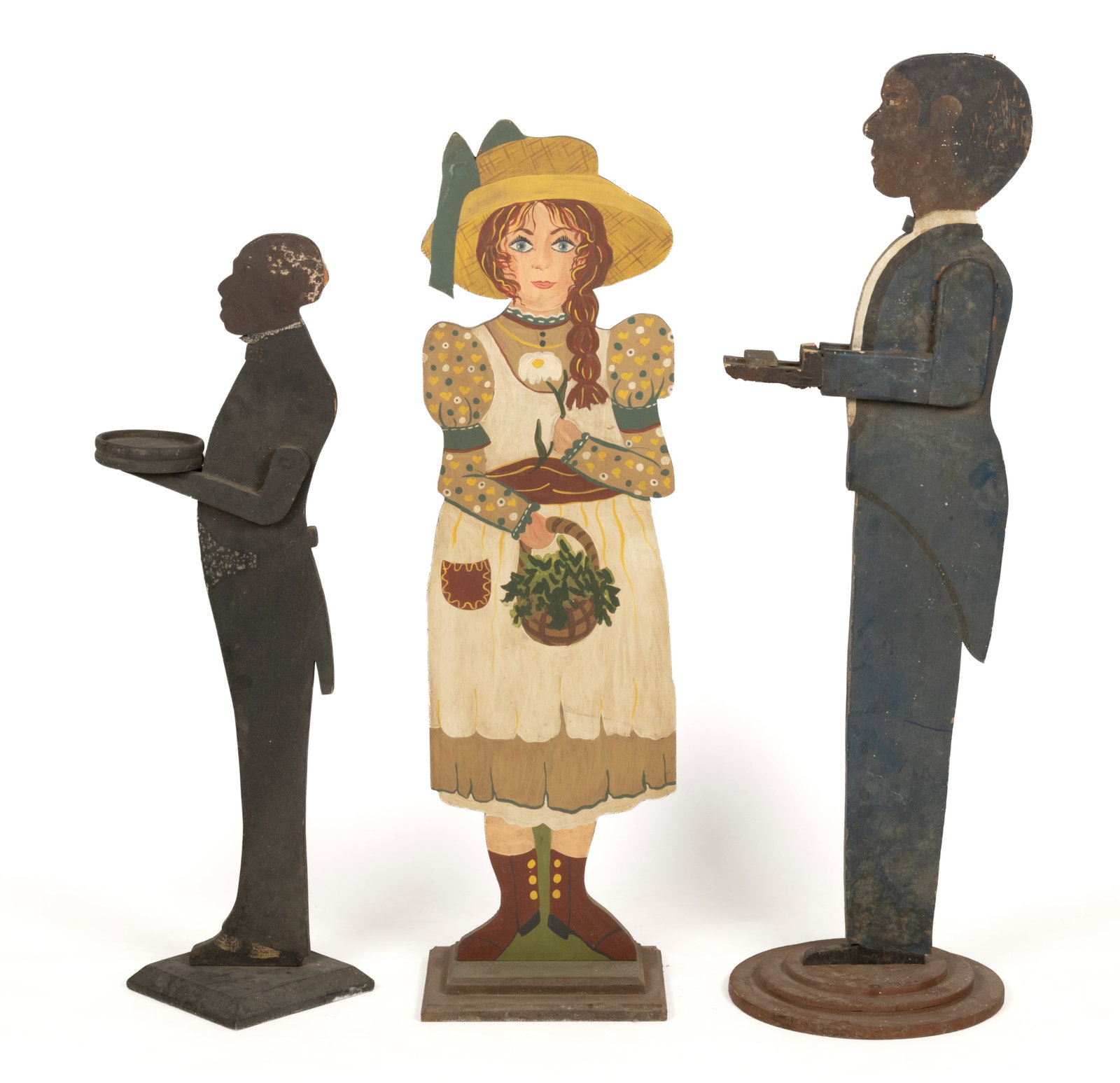 AMERICAN FOLK ART FIGURAL CUT-OUT AND SMOKING STANDS, LOT OF THREE (1 of 3)