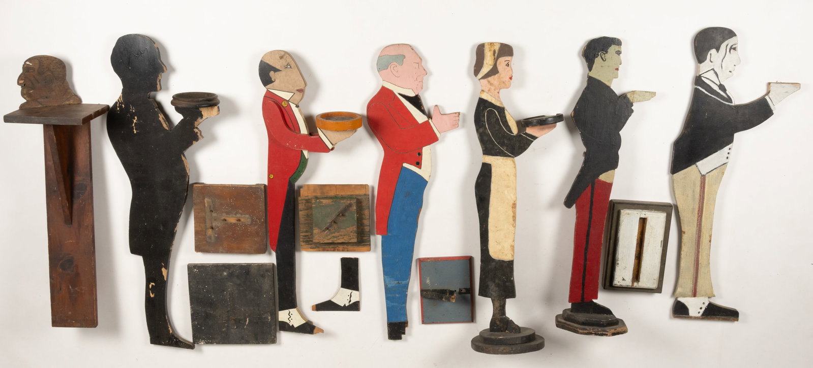 AMERICAN FOLK ART FIGURAL SMOKING STANDS, LOT OF 13 (1 of 2)