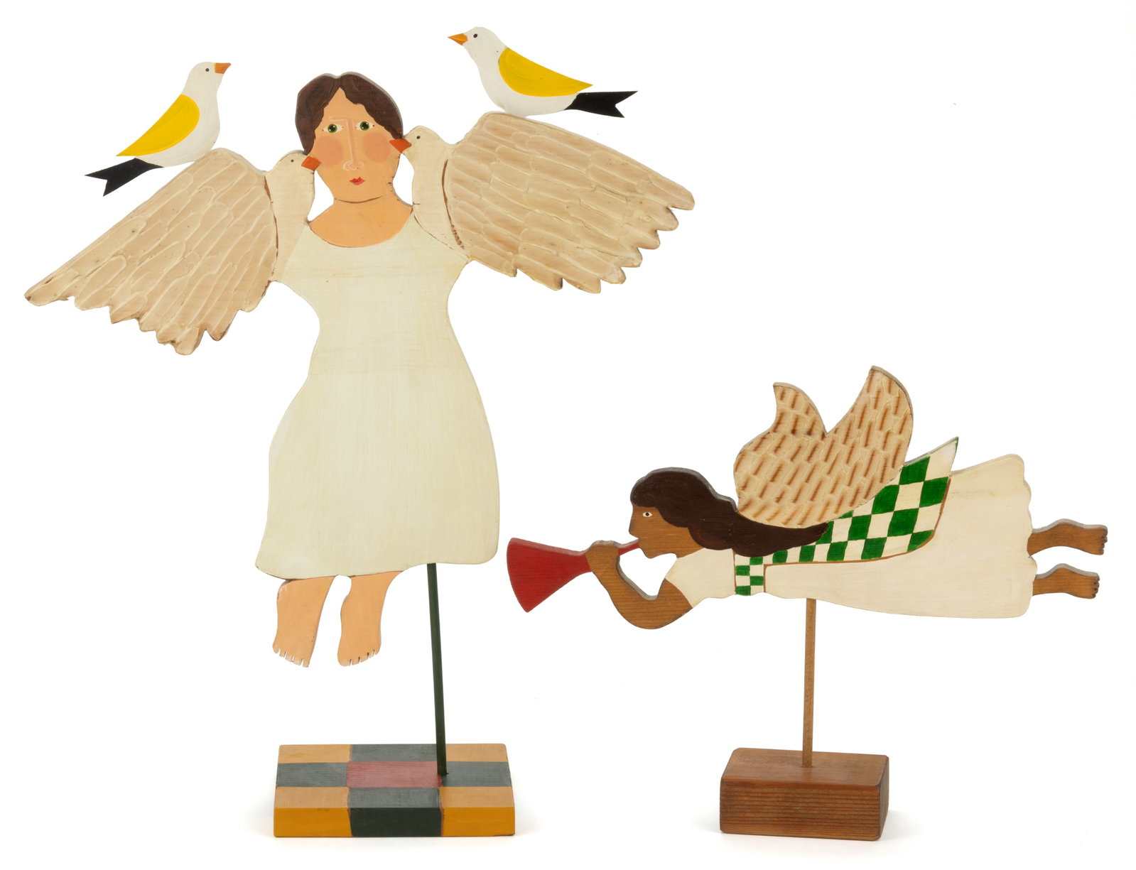 NANCY THOMAS (NORFOLK, VIRGINIA, ACTIVE 20TH/21ST CENTURY) FOLK ART ANGEL FIGURES, LOT OF TWO (1 of 3)