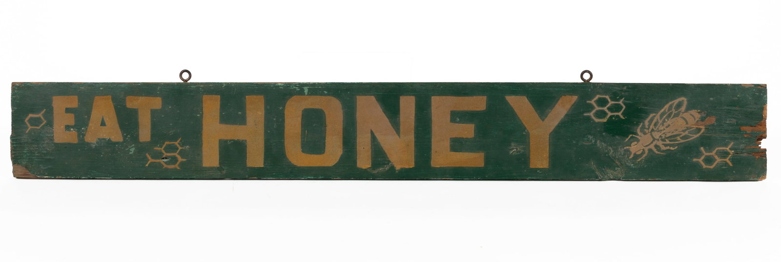 AMERICAN FOLK ART PAINTED PINE HONEY TRADE SIGN (1 of 2)