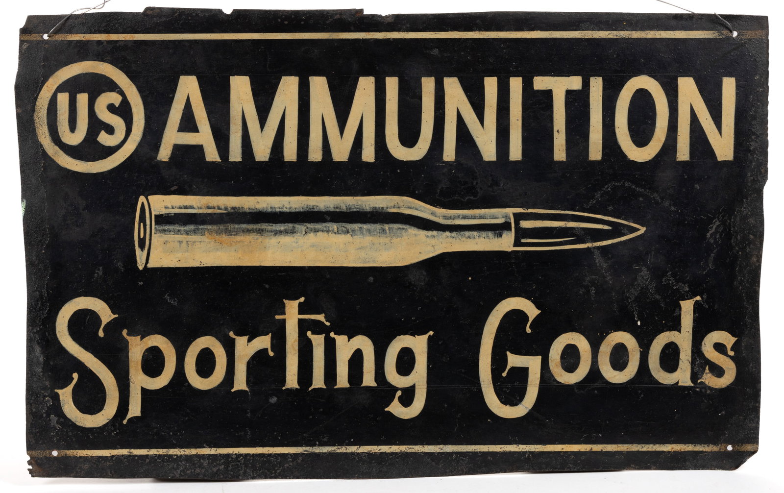 AMERICAN FOLK ART PAINTED SHEET METAL AMMUNITION SIGN (1 of 2)