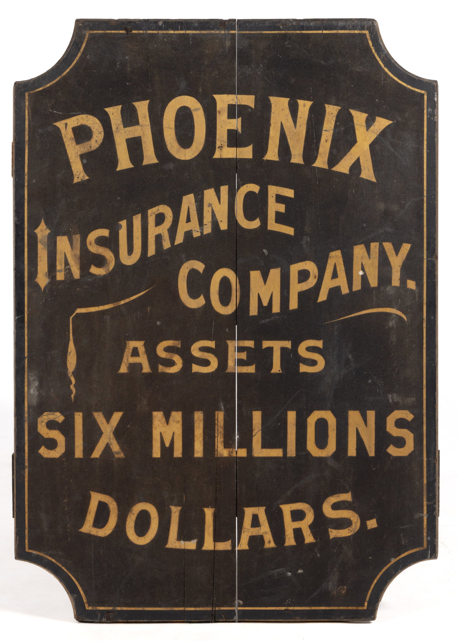 AMERICAN FOLK ART PAINTED PINE INSURANCE TRADE SIGN (1 of 2)