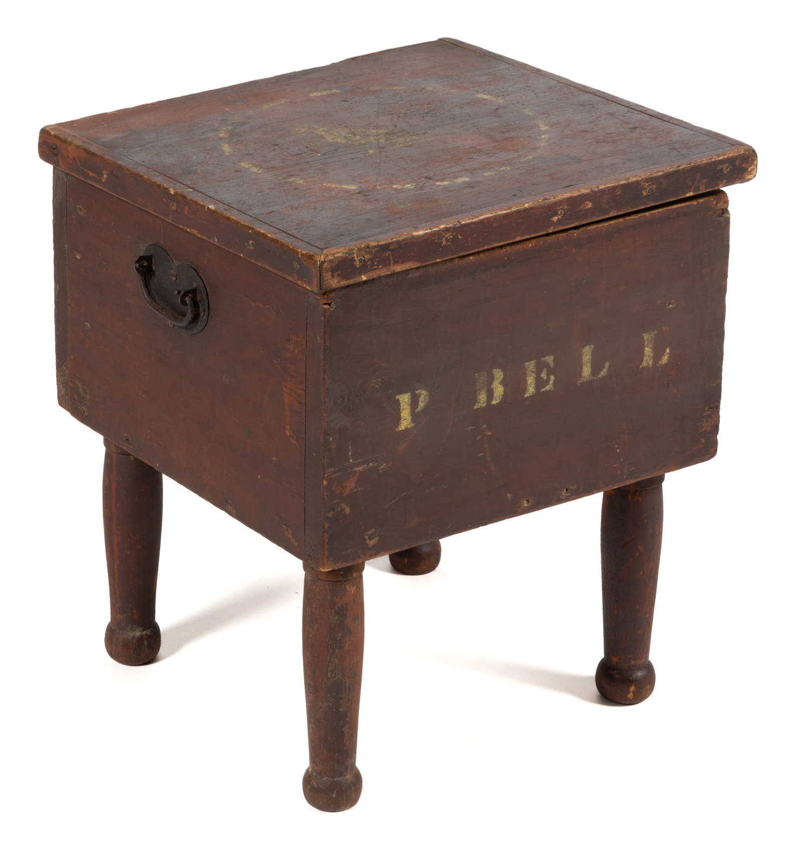 AMERICAN PAINT-DECORATED PINE SHOE-SHINE BOX (1 of 7)