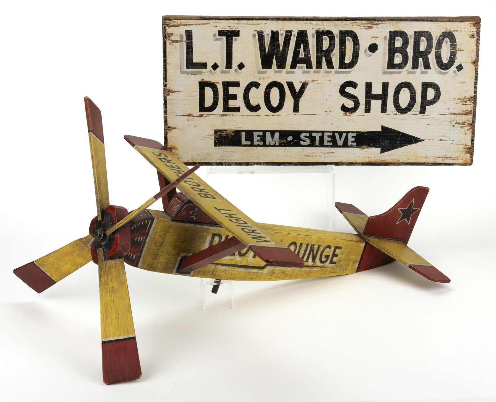 CONTEMPORARY FOLK ART PAINTED TRADE SIGNS, LOT OF TWO (1 of 3)