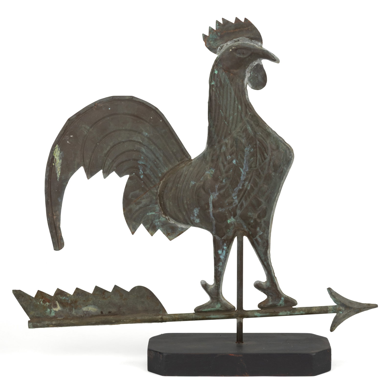 AMERICAN FOLK ART FULL-BODY MOLDED-COPPER ROOSTER WEATHERVANE (1 of 3)