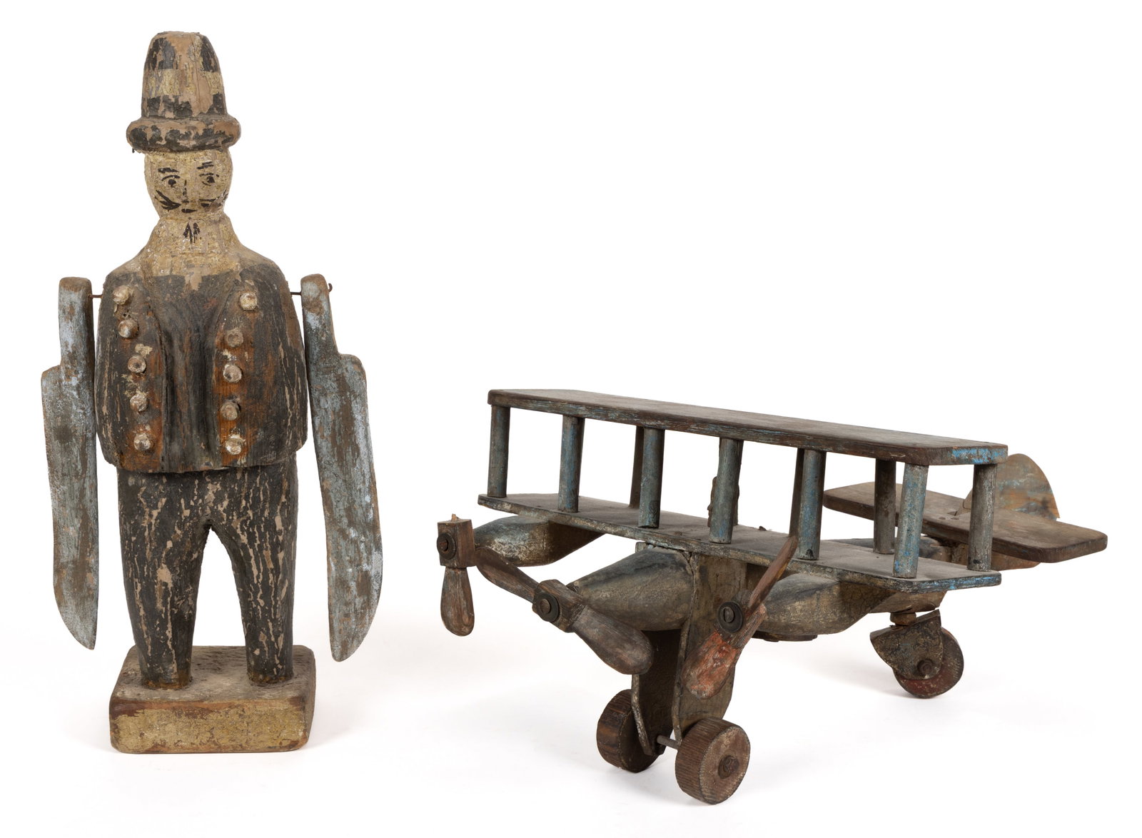 FOLK ART CARVED AND PAINTED ARTICLES, LOT OF TWO (1 of 5)