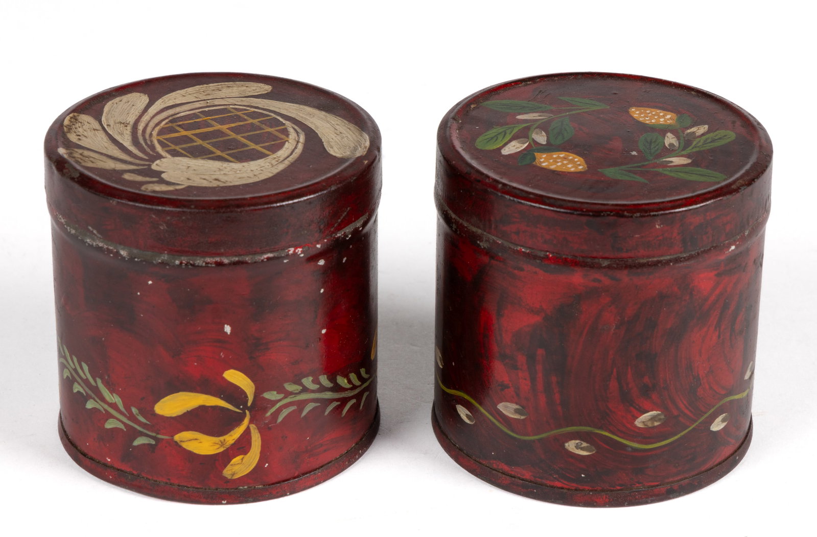 PENNSYLVANIA PAINT-DECORATED TOLEWARE JARS / CONTAINERS (1 of 2)