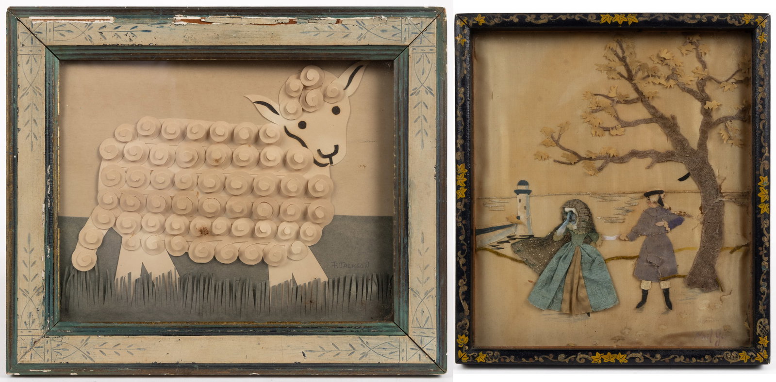 AMERICAN FOLK ART TEXTILE AND CUT-PAPER WORKS, LOT OF TWO (1 of 5)