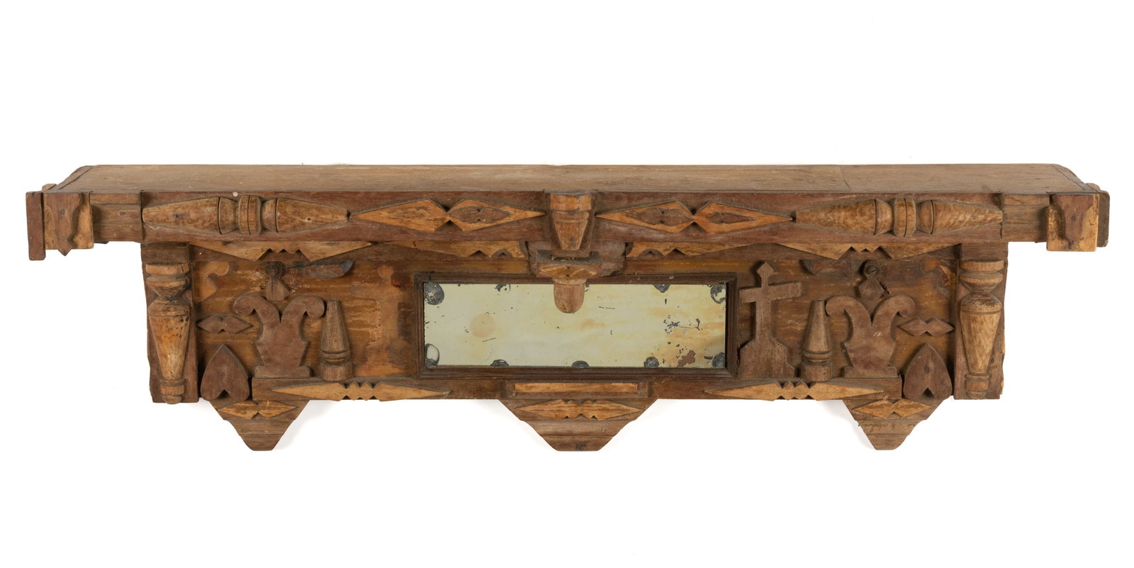 AMERICAN FOLK ART DECORATED WOODEN SHELF (1 of 4)