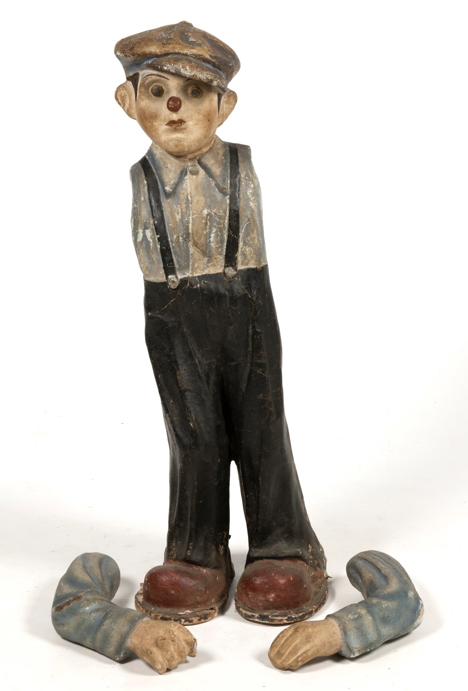 VINTAGE FOLK ART PAPER MACHE CLOWN FIGURE (1 of 4)