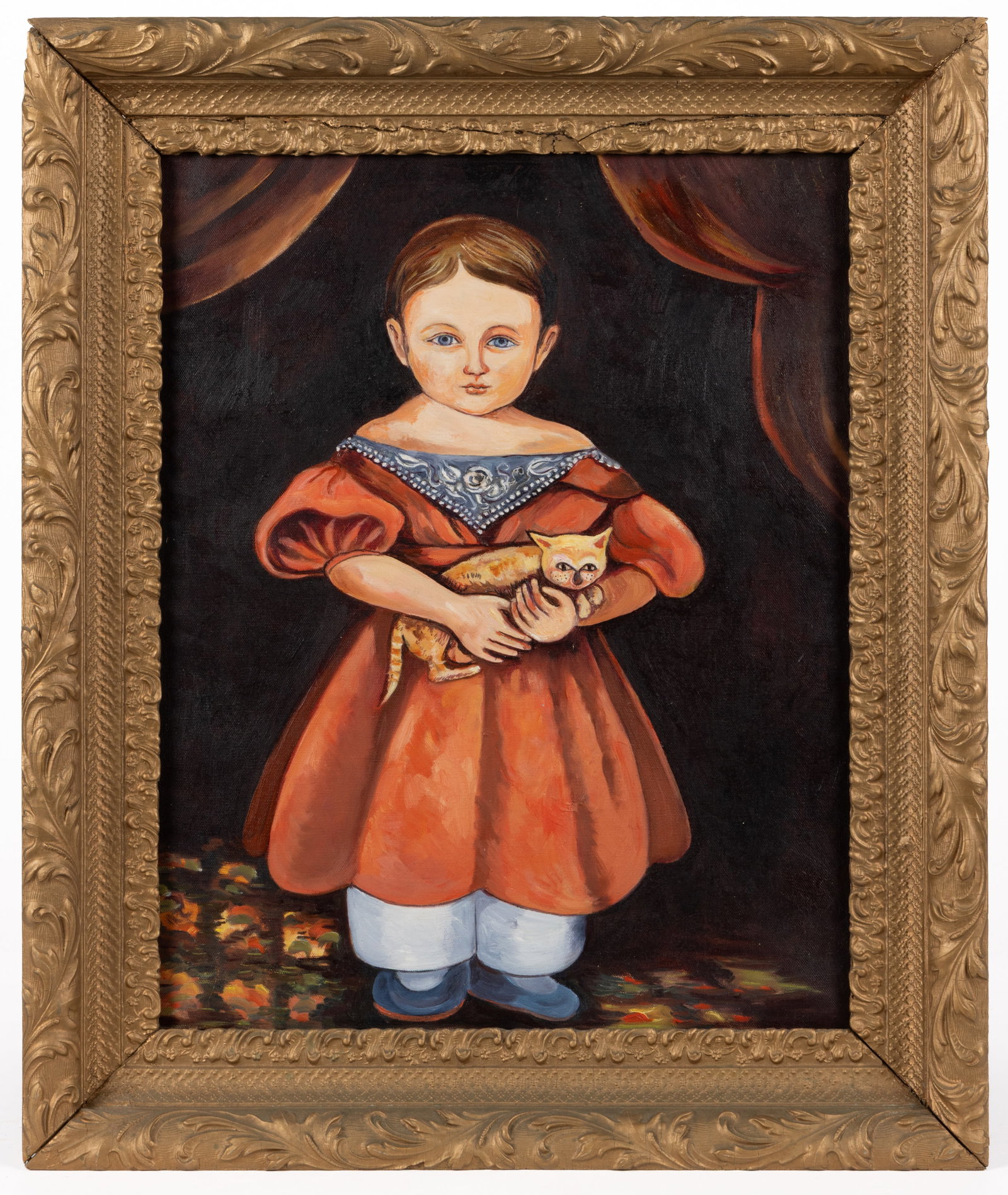 SUSAN BREY (PENNSYLVANIA, B. 1928) FOLK ART PORTRAIT OF A LITTLE GIRL (1 of 2)