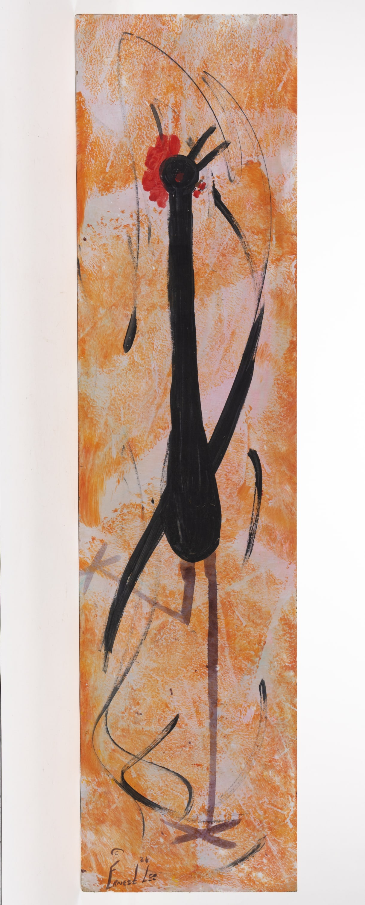 ERNEST M. LEE "THE CHICKEN MAN" (AMERICAN, ACTIVE 20TH / 21ST CENTURY) OUTSIDER ART PAINTING OF A: ERNEST M. LEE "THE CHICKEN MAN" (AMERICAN, ACTIVE 20TH / 21ST CENTURY) OUTSIDER ART PAINTING OF A ROOSTER, oil on plywood panel, depicting a rooster standing in an upright position with