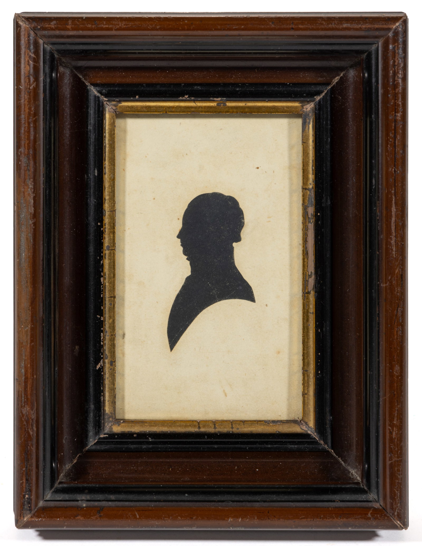 AMERICAN "MASTER HANKEN" (ACTIVE 19TH CENTURY) CUT-AND-PASTED SILHOUETTE OF THOMAS H. BURROWES (1 of 3)