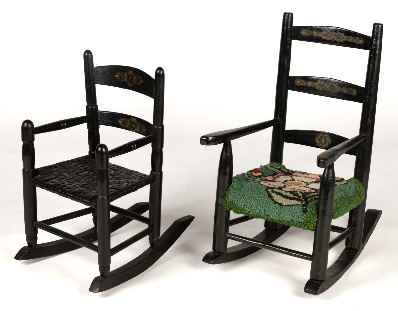 SHENANDOAH VALLEY OF VIRGINIA PAINTED CHILD'S ROCKERS / ROCKING CHAIRS WITH JOHN NAIL, WINCHESTER, (1 of 6)